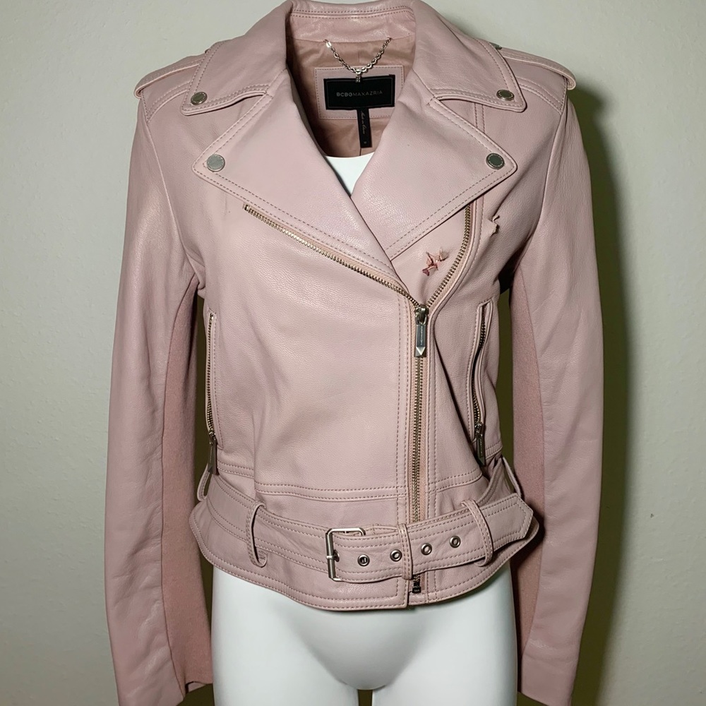 BCBGMaxazria Rowan Pebble Leather Moto Jacket